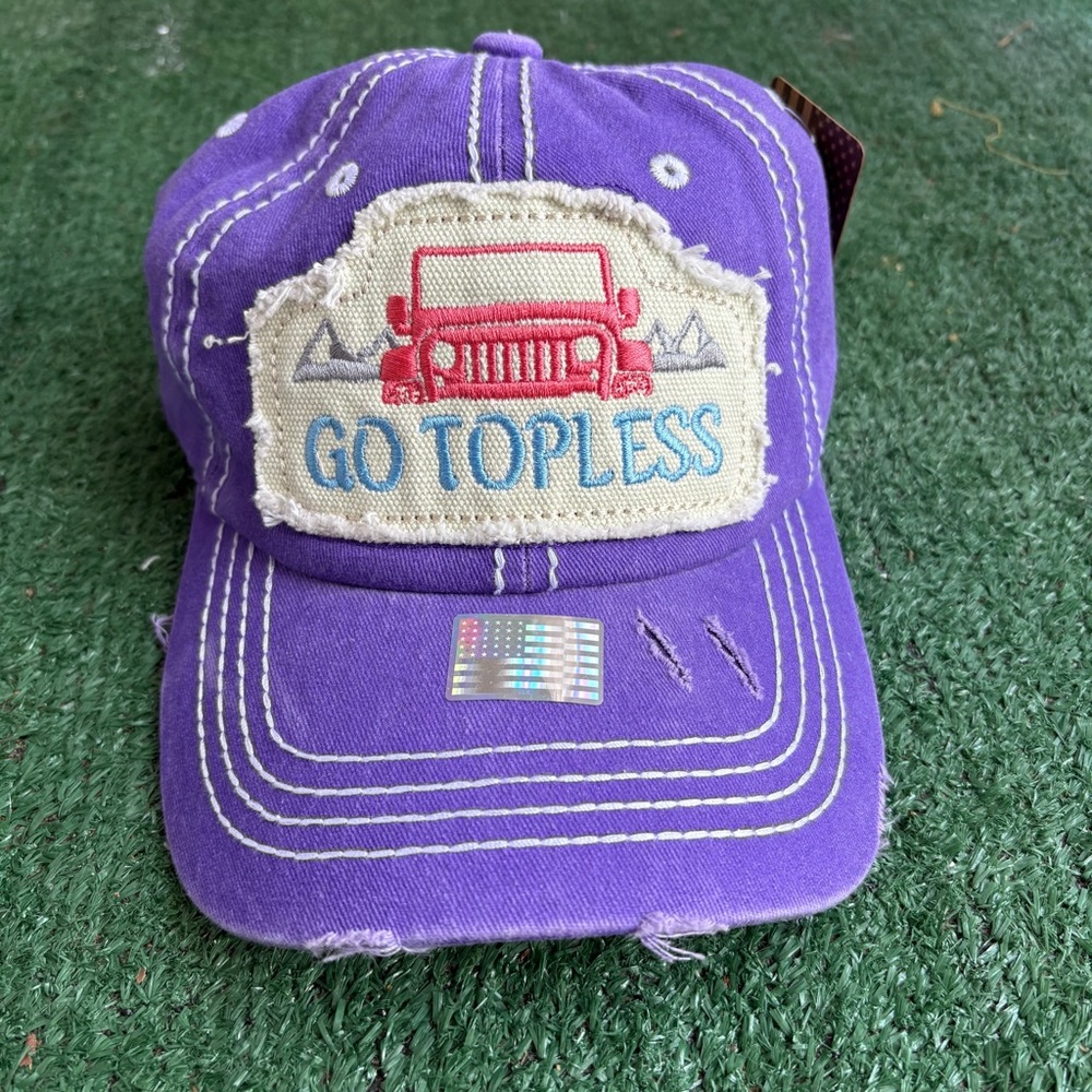 Purple Cap with Embroidered Design